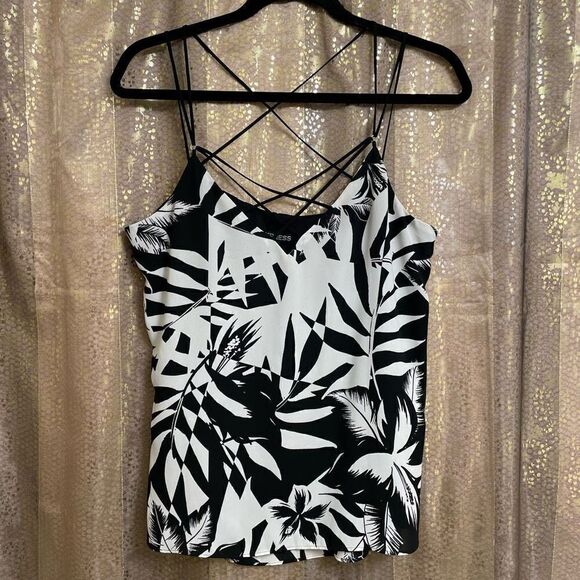 Express Tops - Express Women’s Medium Black White Contrast Lined Strappy Tank Top Shirt NWT